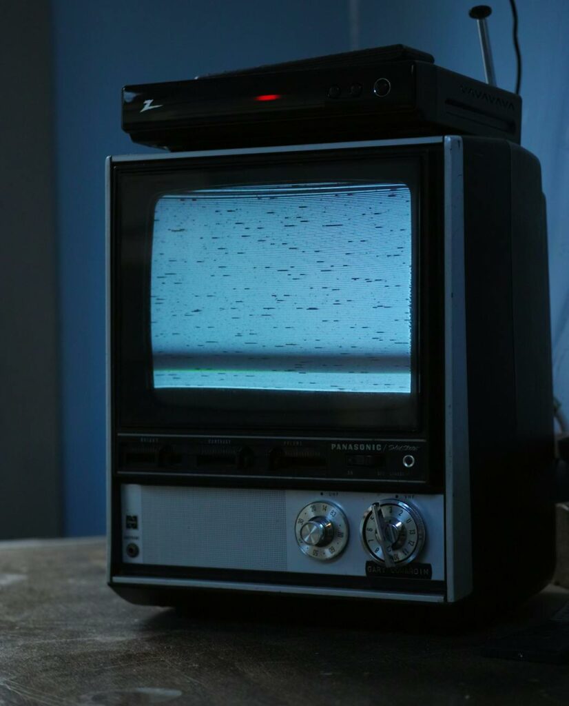 snowy image on old crt tv with hd digital decoder